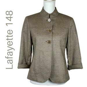 Lafayette 148 Virgin Wool Brown Tan Jacket NWOT Size 2 Academia Career